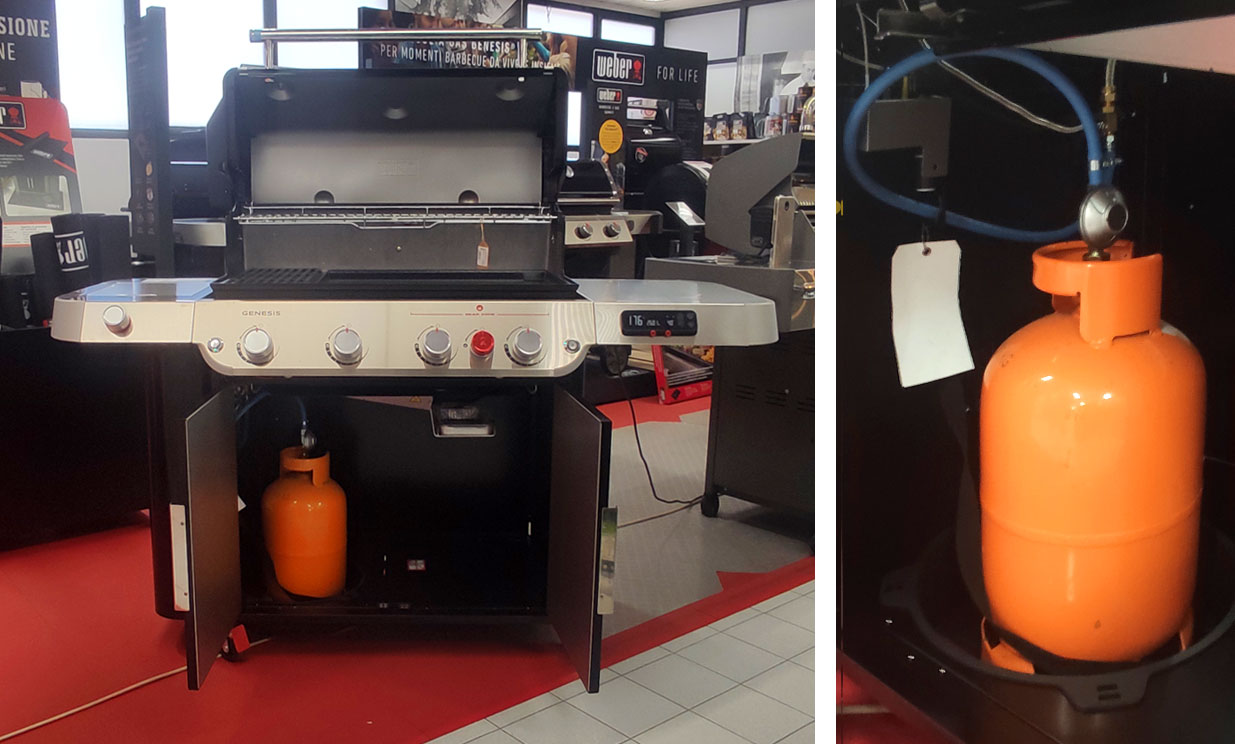 La bombola denn'alloggio di un barbecue di grandi dimensioni